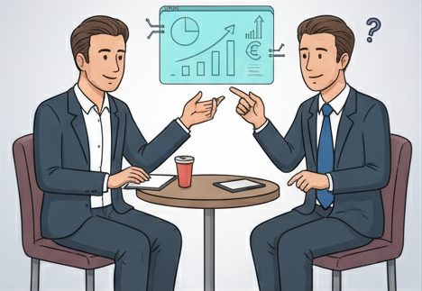 Due professionisti analizzano insieme un grafico di crescita